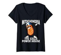 Donna Mitocondri The Cells Power House Dabbing Divertente Maglietta con Collo a V