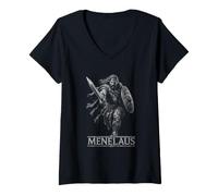 Donna Mitologia Greca Menelao Guerriero Spartano Maglietta con Collo a V