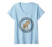 Donna Mitologia Greca Odissea Storia Greca Cavallo di Troia Chiave Greca Maglietta con Collo a V