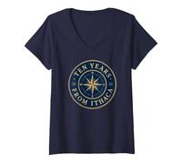 Donna Mitologia Greca Odyssey Compass Rose Dieci Anni da Itaca Maglietta con Collo a V