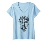 Donna Mitologia Greca Tre Volti Arte Classica Maglietta con Collo a V