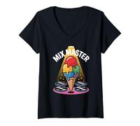 Donna Mix Master Dj Gelato Vinile Musica Maglietta con Collo a V