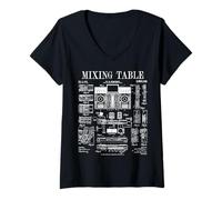 Donna Mixer musicale da tavolo per DJ Disc Jockey Mix con brevetto vintage Maglietta con Collo a V