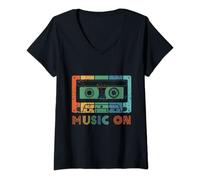 Donna Mixtape Cassette Music On Cassette anni '90 anni '80 Maglietta con Collo a V
