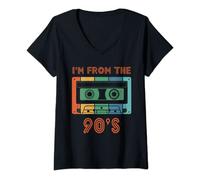 Donna Mixtape Cassettes I'm From The 90's Music Cassette anni '90 anni '80 Maglietta con Collo a V