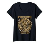 Donna Miyamoto Musashi Maglietta con Collo a V