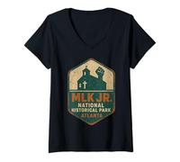 Donna MLK Jr Historic Park Camicia Ebenezer Chiesa Diritti Civili Maglietta con Collo a V