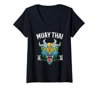 Donna MMA E Muay Thai: Tiger Demon Fighter Maglietta con Collo a V