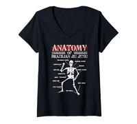 Donna MMA Grappling Regalo Anatomia di BJJ Brasiliano Jiu Jitsu Design Maglietta con Collo a V