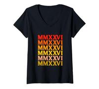 Donna MMXXVI - Numeri Romani 2026, Design Vintage retrò Maglietta con Collo a V