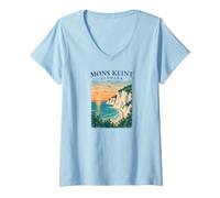 Donna Møns Klint, Danimarca, Scogliere di Gesso, Mar Baltico, Maglietta con Collo a V