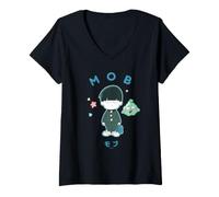 Donna Mob Psycho 100 Chibi Mob And Dimple Stars Anime Maglietta con Collo a V