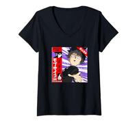 Donna Mob Psycho 100 Shigeo Obi Strip Colorful Collage Anime Maglietta con Collo a V