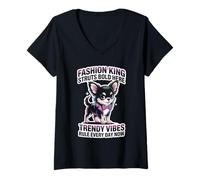Donna Moda amante dei cani donne uomini chic Pet elegante animale piccolo cane Maglietta con Collo a V