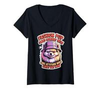 Donna Moda amante dei cani donne uomini chic Pet elegante animale piccolo cane Maglietta con Collo a V