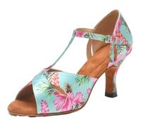 Donna Moda Salsa Scarpe Da Ballo T-bar Peep Toe Tacco Personalizzato Morbido Interno O Esterno Suola Latino Tango Jazz, Verde chiaro, 37.5 EU