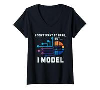 Donna Modellazione statistica Umorismo Data Scientist I Modello Maglietta con Collo a V