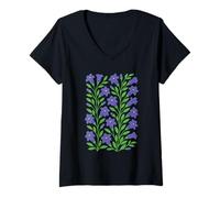 Donna Modello africano del Sud Africa del fiore di Jacaranda Maglietta con Collo a V