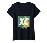 Donna Moderno Cross Country Minimalist XC Graphic Maglietta con Collo a V