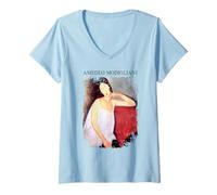 Donna Modigliani - Ritratto di Jeanne Hébuterne Maglietta con Collo a V