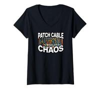 Donna Modular Synth Patch Cable Chaos Eurorack Synthesizer Maglietta con Collo a V
