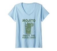 Donna Mojito Enjoy The Good Times Rum Cocktail MOVITO Day Luglio 11 Maglietta con Collo a V