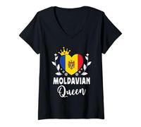 Donna Moldavian Queen Moldavia Flag Proud Moldavian Woman Maglietta con Collo a V