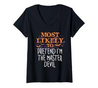 Donna Molto probabilmente Hocus Halloween fingono di essere il diavolo maestro Maglietta con Collo a V