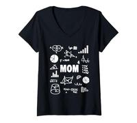 Donna Mom 4 Times Mom of 4 Math Mother To The 4th Power Maglietta con Collo a V