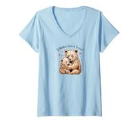 Donna Mom Bear Cub Funny Pregnant Loading Baby Mother Maglietta con Collo a V
