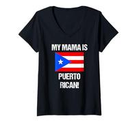 Donna Mom Flags My Mama Is Puerto Rico Country Flag Rico Maglietta con Collo a V