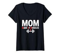 Donna Mom Made of Muscles Strong Emotional Phrase Mama Maglietta con Collo a V