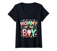 Donna Mommy of the Boy Sweet Ice Cream Kawaii Parent Maglietta con Collo a V
