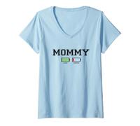 Donna Mommy Powered By Love Fueled By Coffee Maglietta con Collo a V
