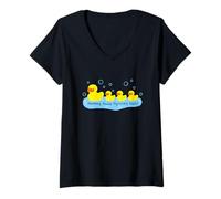 Donna Mommy You're My Lucky Duck Cute Rubber Ducky Maglietta con Collo a V