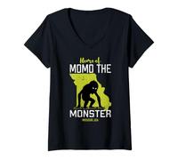 Donna Momo Il Mostro Missouri State America Cryptid Maglietta con Collo a V