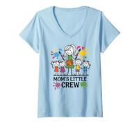 Donna Moms Little Crew Family Mother's Day Maglietta con Collo a V