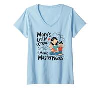 Donna Moms Little Crew Family Mother's Day Maglietta con Collo a V