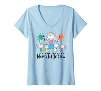 Donna Moms Little Crew Family Mother's Day Maglietta con Collo a V