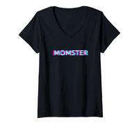 Donna Momster Crazy Mom Halloween Spooky Mama Monster Funny Maglietta con Collo a V