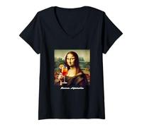 Donna Mona Aperola | Holy Lisa Spritz Aperolchen Team Maglietta con Collo a V