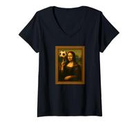 Donna Mona Lisa AMA Il Calcio Palla sul Dito Maglietta con Collo a V