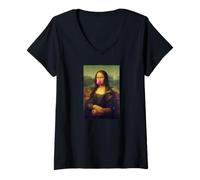 Donna Mona Lisa Che soffia Rosa Bubble Gum Divertente Art Meme Maglietta con Collo a V