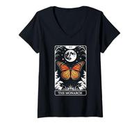 Donna Monarch Butterfly Moon Zoo Day Tarocchi Card Donne Ragazze Bambini Maglietta con Collo a V