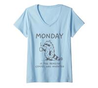Donna Monday Is The Reason Coffee Was Invented Maglietta con Collo a V