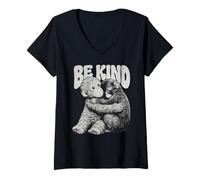 Donna Monkey Punch Be Kind Baby Peluche Abbraccio gentilezza Maglietta con Collo a V