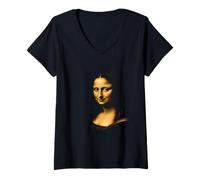 Donna Monna Lisa Face Classic Renaissance Art Maglietta con Collo a V