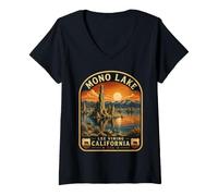 Donna Mono Lake California Vintage Eastern Sierra Viaggi Maglietta con Collo a V