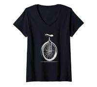 Donna Monociclo Rider Una Ruota Equilibrio Circo Bicicletta Unicyclist Maglietta con Collo a V