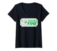 Donna Monopoly Speeding Fine Maglietta con Collo a V